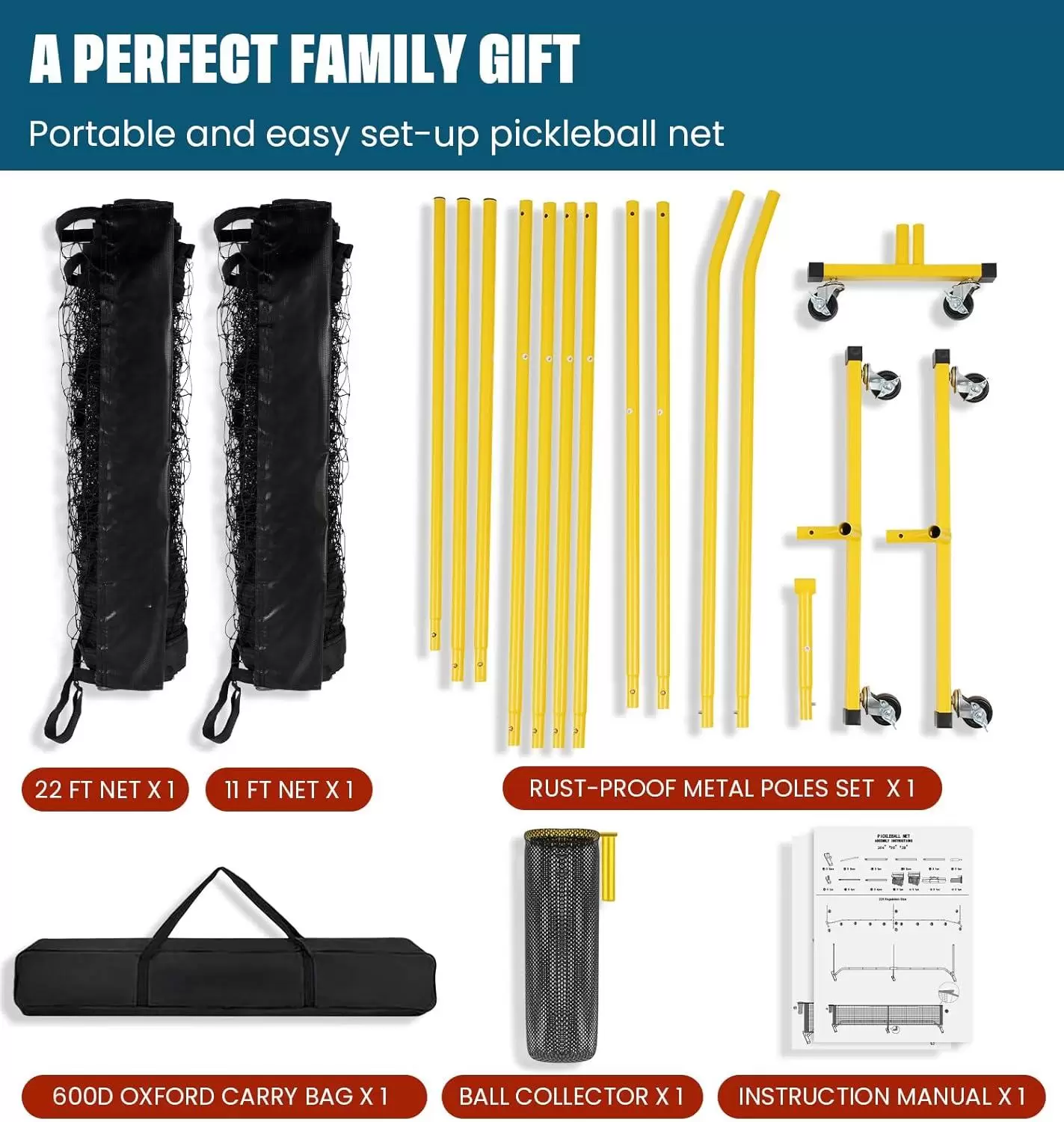 Rete da allenamento per pickleball 22x3 piedi II