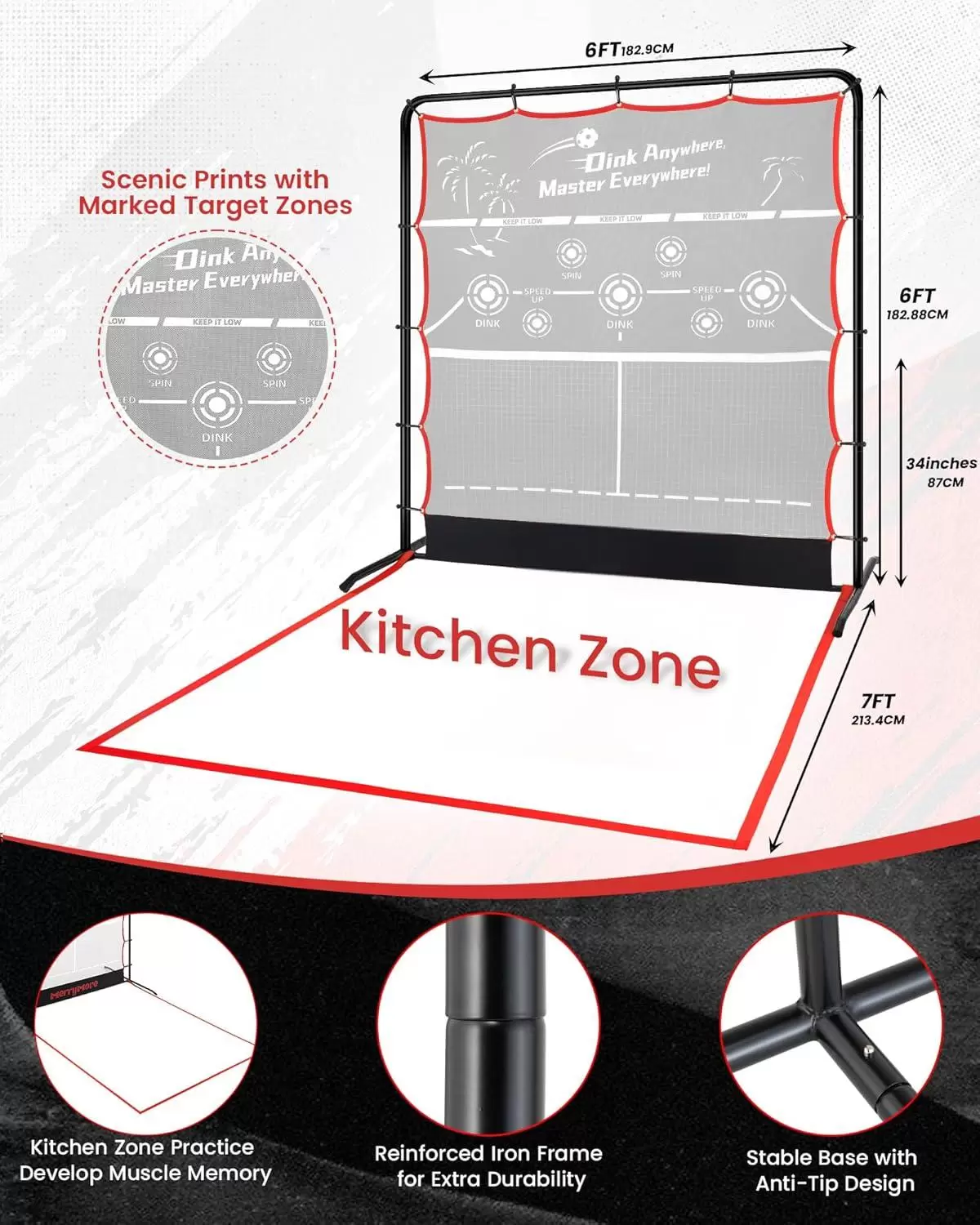 6*6 piedi 2 in 1 Tubo in acciaio Pickleball II