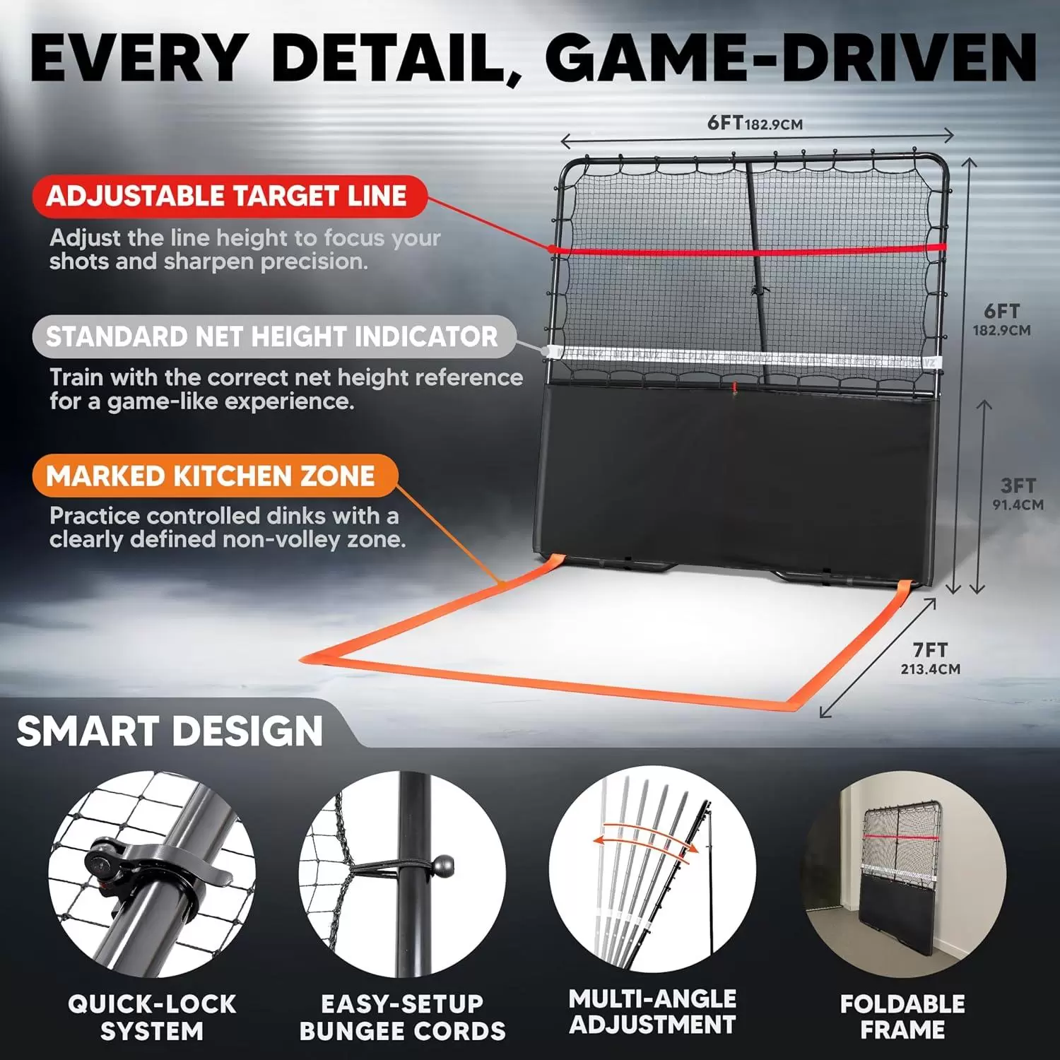 6*6 piedi 2 in 1 Tubo in acciaio per pickleball II