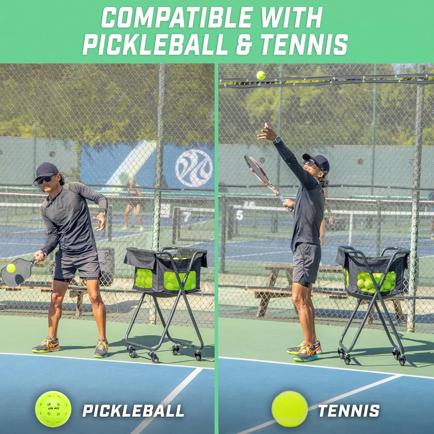 Carrello portaoggetti per allenamento di pickleball/tennis