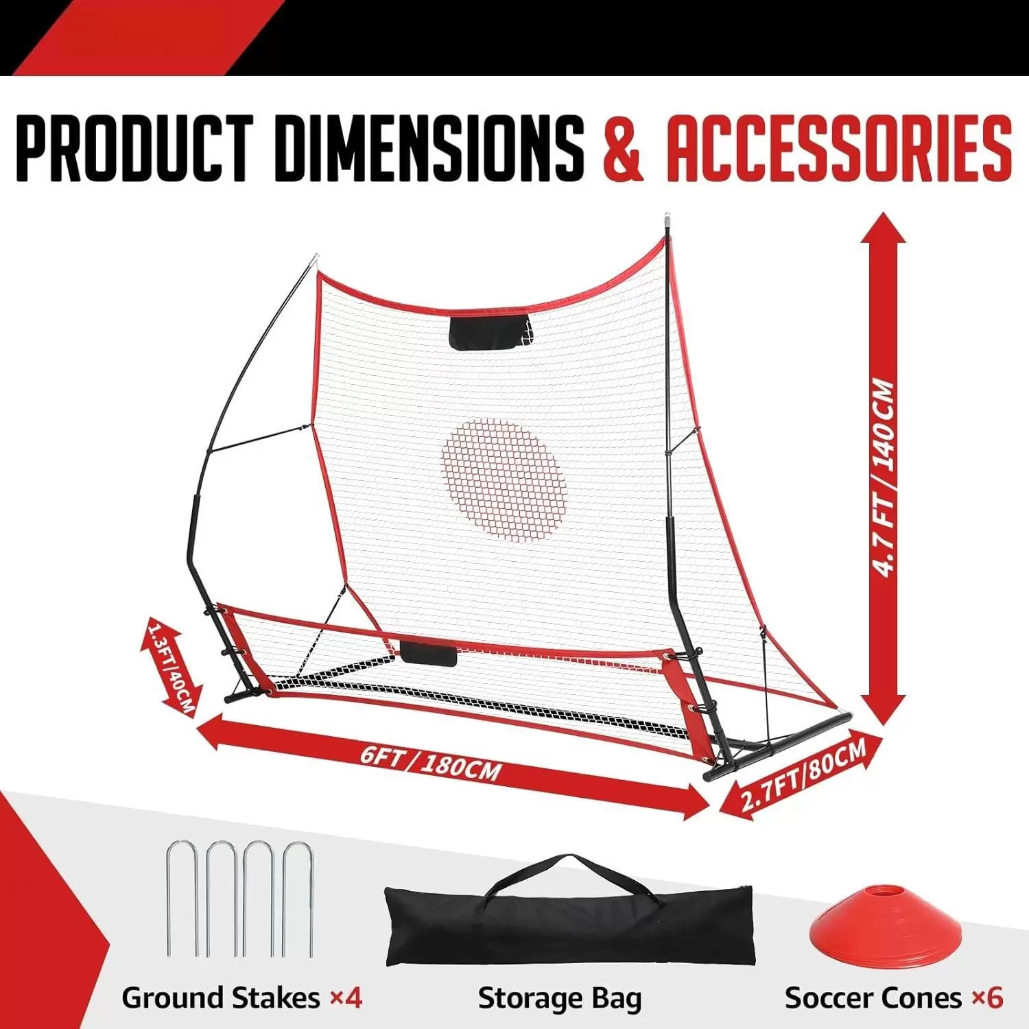 Rete di rimbalzo alta/bassa a doppia faccia per calcio