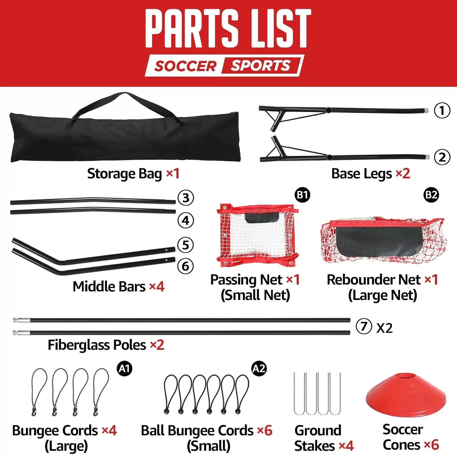 Rete di rimbalzo alta/bassa a doppia faccia per calcio