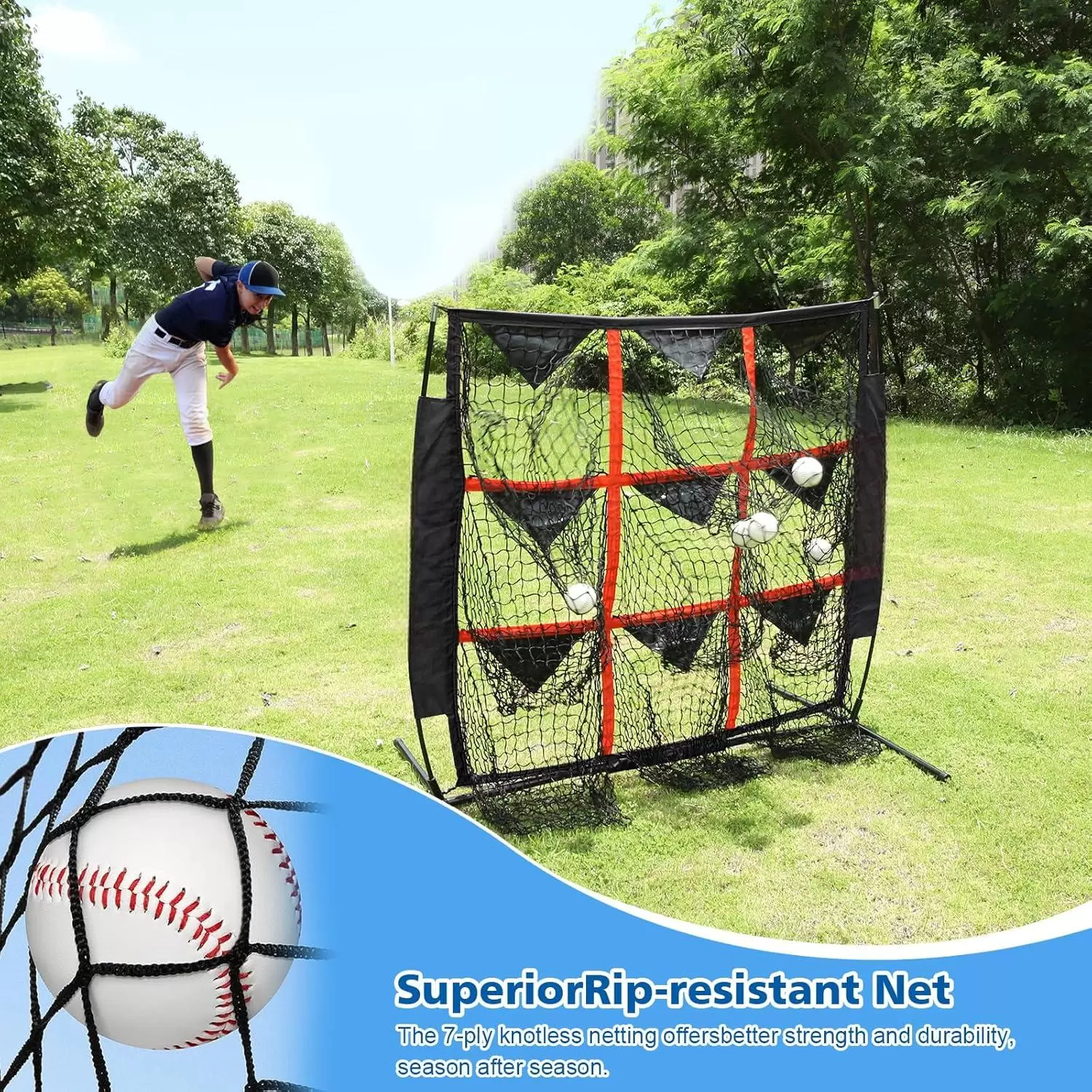 Rete da allenamento per baseball a 9 fori, 4x4 piedi.