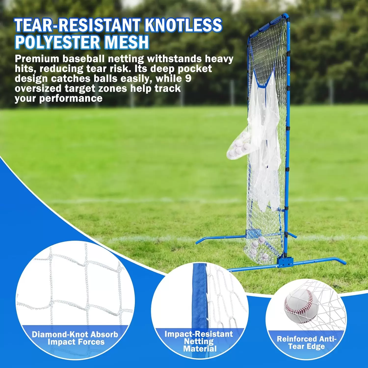 Rete da lancio a 9 fori per baseball e softball.