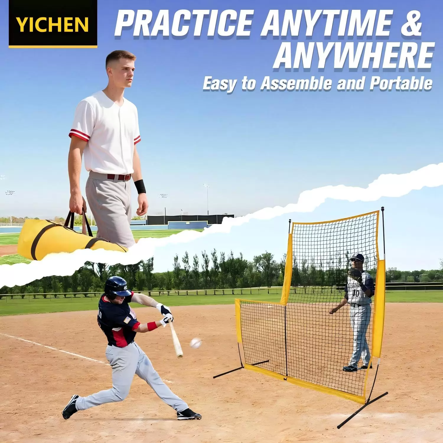 Rete da allenamento da baseball a forma di L