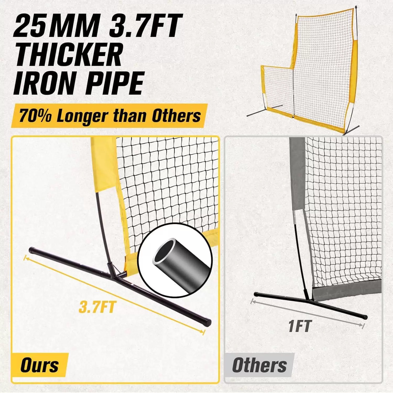 Rete da allenamento da baseball a forma di L