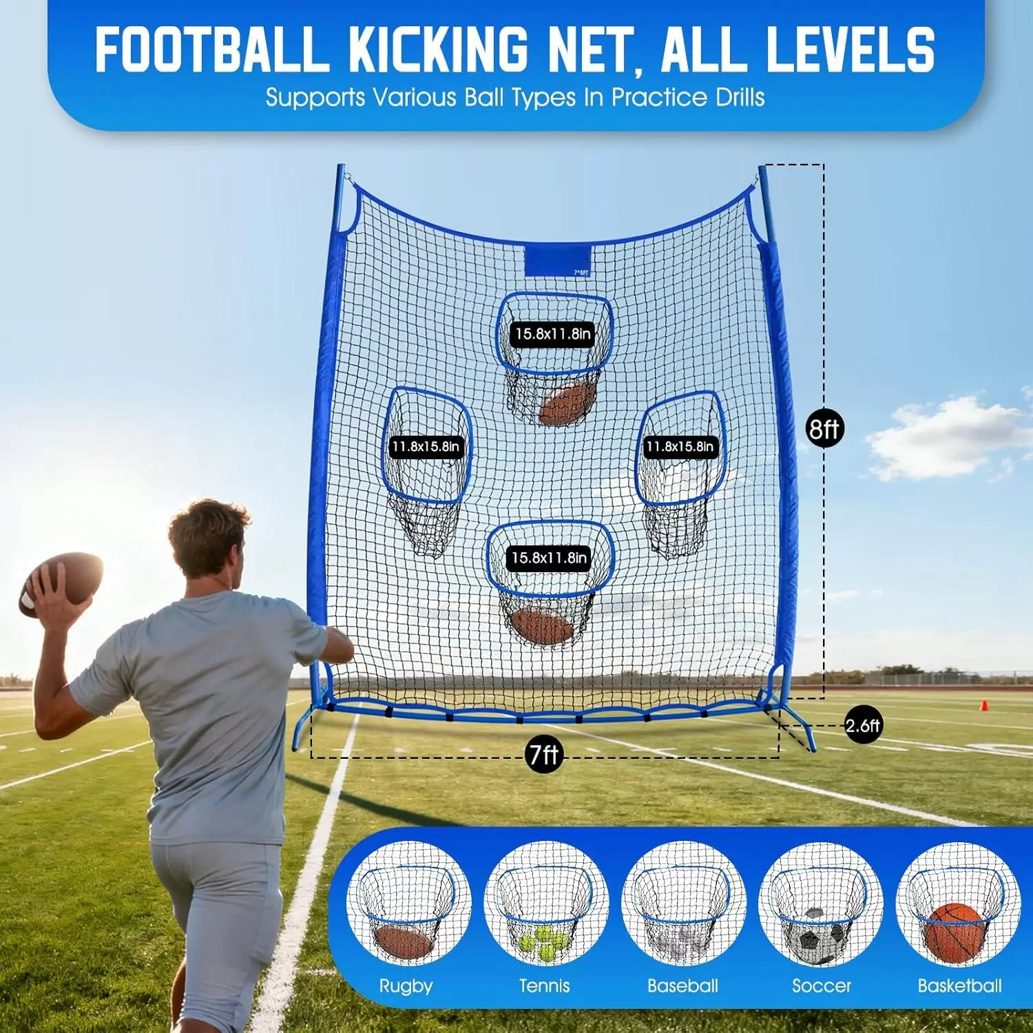 Rete per allenamento di lancio nel rugby IV