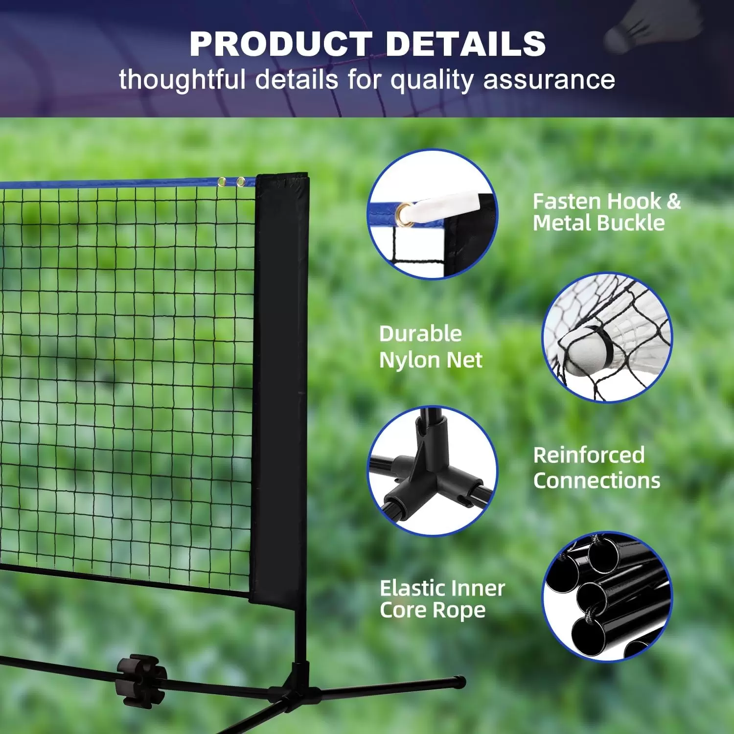 Rete da allenamento per badminton e pickleball pieghevole e portatile 2 in 1