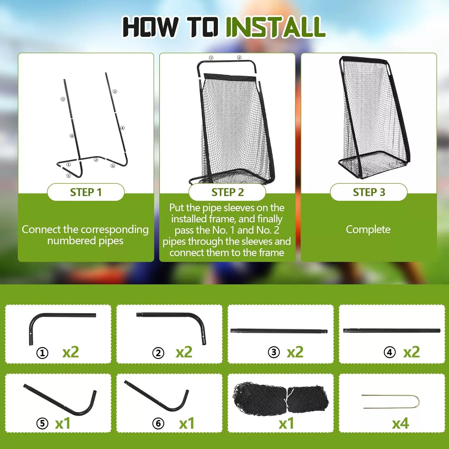 Rete di allenamento per rugby a tubo tondo rinforzato