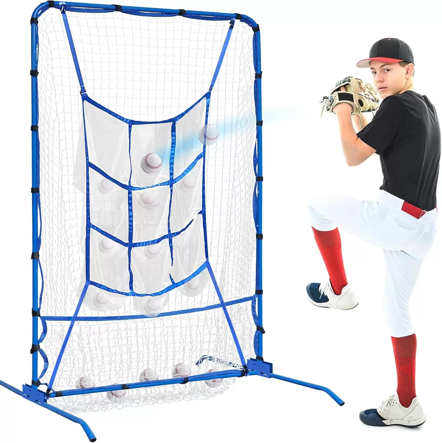 Rete da lancio a 9 fori per baseball e softball.