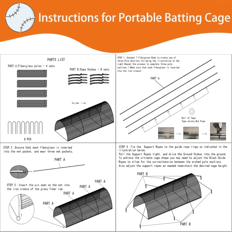 Rete di protezione per baseball e softball